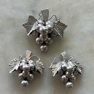 Grape Cluster Pendant / Brooch and Earrings